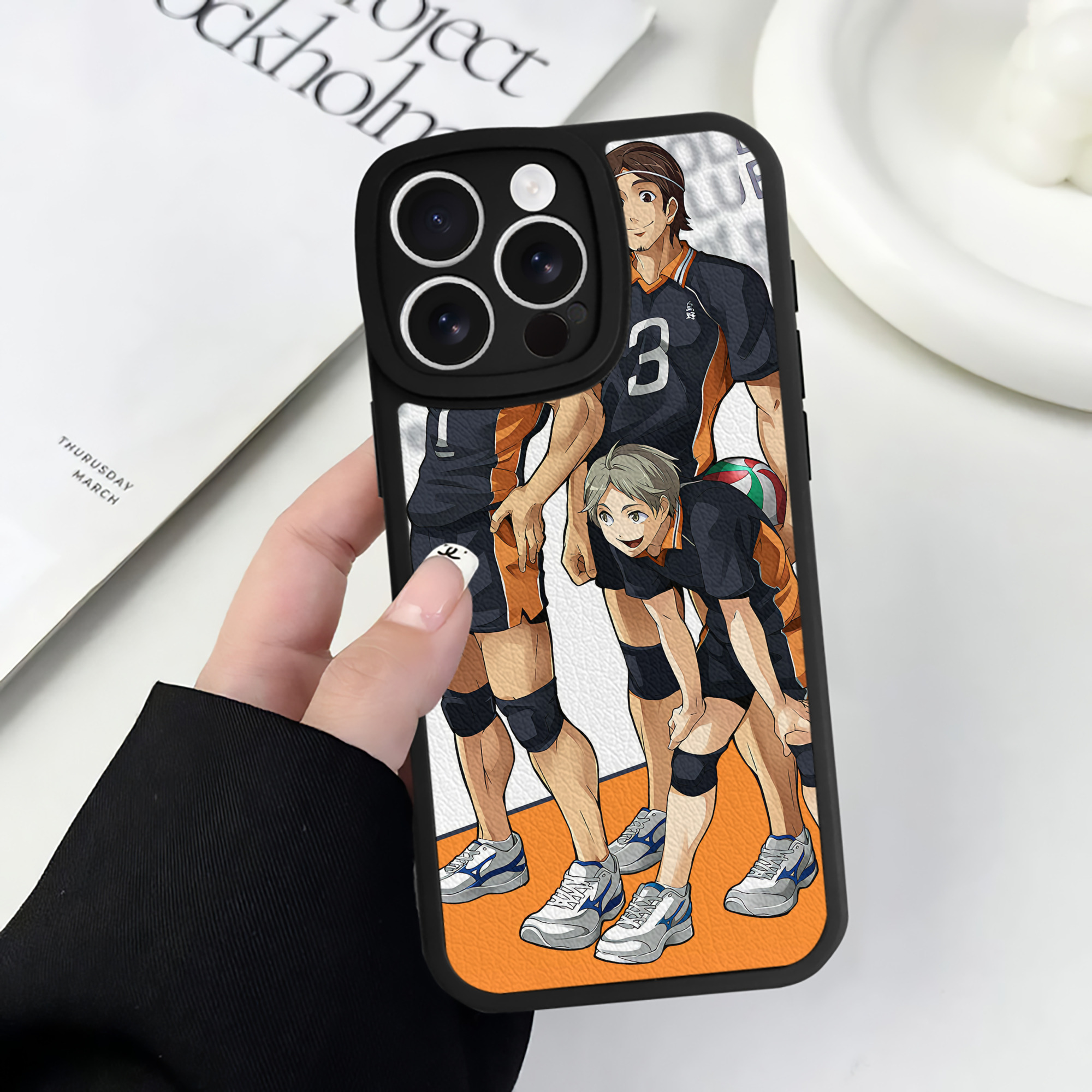 （画像用） ハイキュー!! Haikyu!! 【iPhone 16シリーズ対応】シリコンスマホケース（レザー調） 材質：シリコン